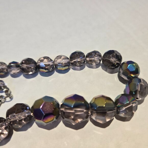 Stunning Vintage Aurora Borealis Faceted Crystal Necklace Choker - Picture 5 of 7